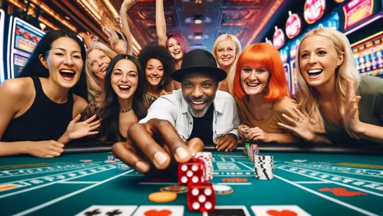Over-the-shoulder shot of a live casino dealer dealing cards at a Baccarat table, with digital interface elements overlayed, showcasing an elegant and interactive atmosphere